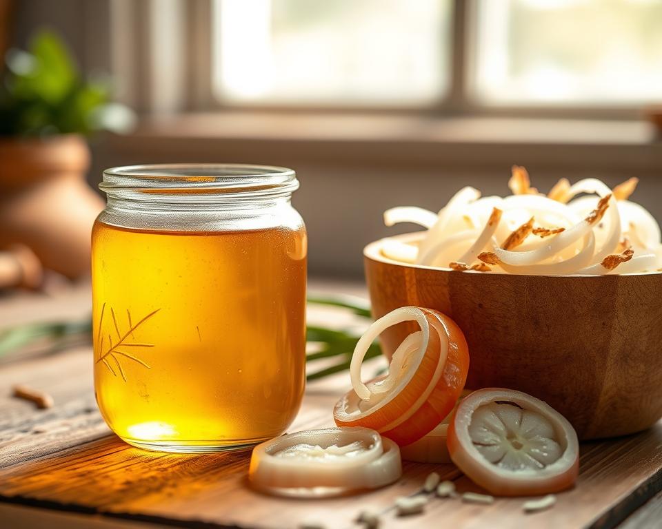 Zwiebelsaft mit Honig als natürlicher Schleimlöser